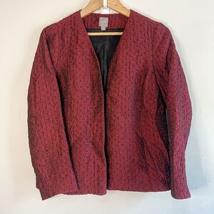 J Jill Maroon Crinkle & Sparkle Blazer Size MP